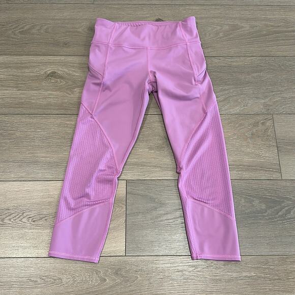 ATHLETA Violet Blush Mesh Contender High Rise Active Gym Yoga Running Capri XS - Picture 2 of 11
